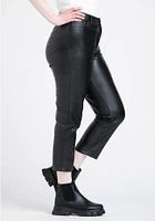 Women's High Rise Faux Leather Black Str