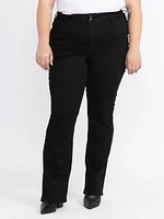 Women's Plus 2 Button Black Baby Boot Jeans