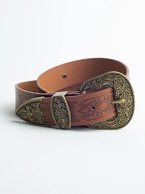 Women's Brown Western PU Belt