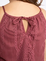 Women's Lace Overlay Halter Tank