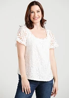 Women's Lace Peasant Top