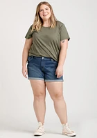 Women's Plus Boyfriend Cuffed Midi Jean Short