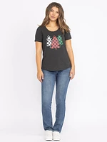 Women's Plaid Tree Scoop Neck Tee