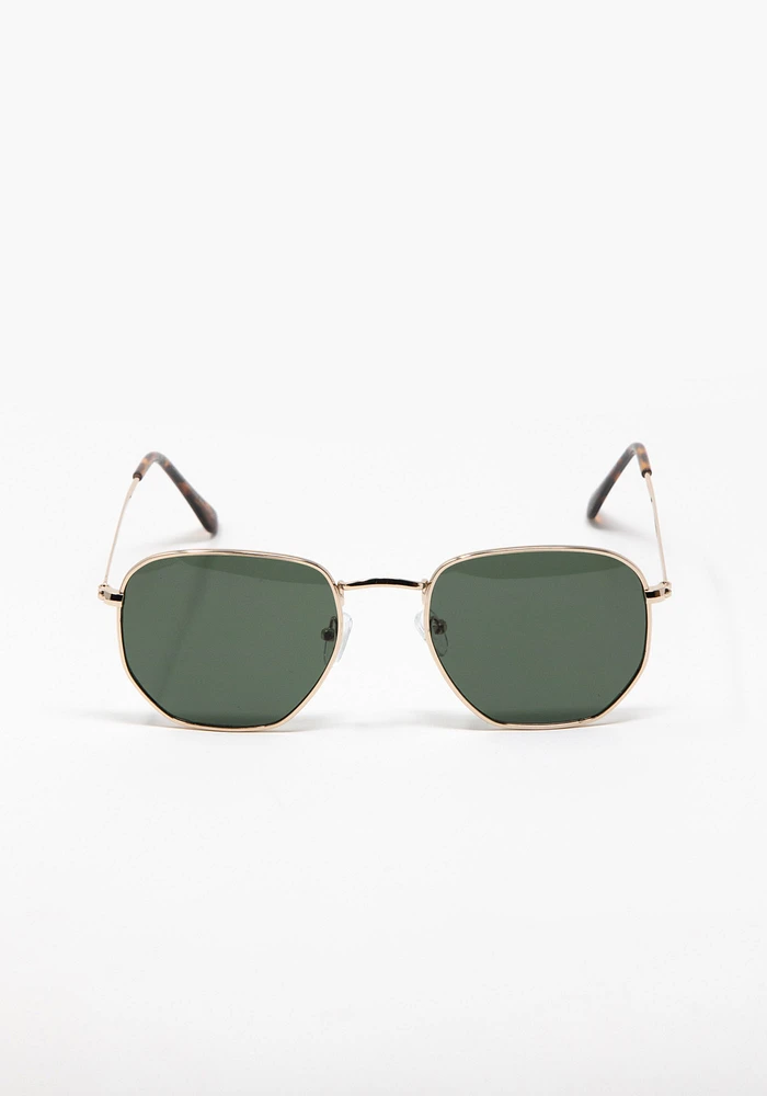 Men's Hexagonal Aviator Sunglasses