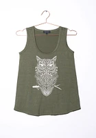 Women's Owl Scoop Neck Tank