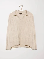 Women's Collared Cable Knit Sweater