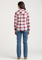 Women's Half Zip Plaid Shirt