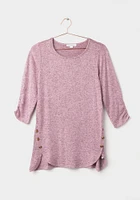 Women's Textured Side Button Top