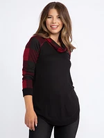 Women's Buffalo Plaid Cowl Neck Tunic