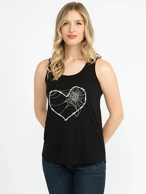 Women's Spiderweb Heart Scoop Neck Tank