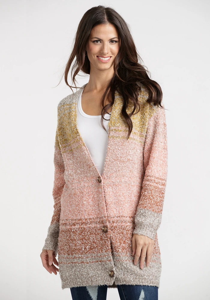 Women's Ombre Button Front Cardigan