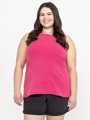 Women's Washed Rib Crew Neck Tank