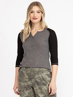 Women's Rib Baseball Henley Tee