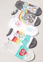 5Pk Care Bears Retro Rainbow No Show Socks