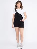 Women's  Cuffed Relaxed Black Denim Shortall