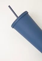 Dark Blue Rubber Coated Tumbler