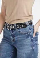 Women's Black Grommet Belt