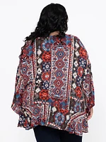 Women's Geometric Ruffle Cardigan
