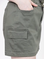 Women's Light Olive Knit Waist Cargo Mini Skort