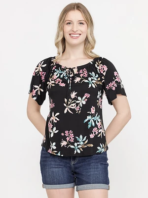 Women's Tropical Peasant Top