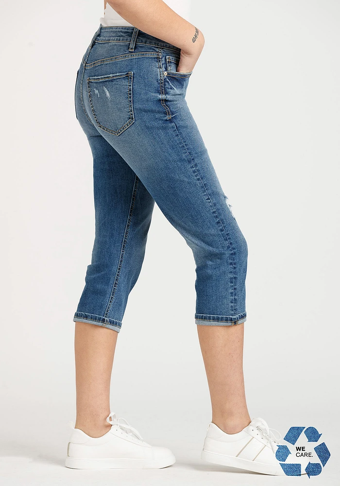 Women's Destroyed Cuffed Jean Capri