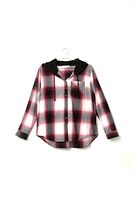 Women's Flannel Hooded Plaid Shirt