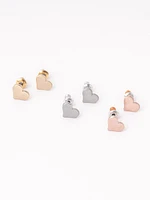 Women's Brushed Metal Heart Earrings