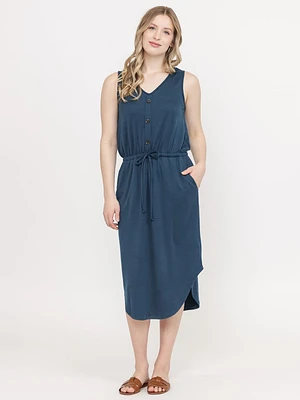 Women's Button Front Midi Dress
