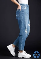 Women's High Rise Destroyed Stretch Mom Jean