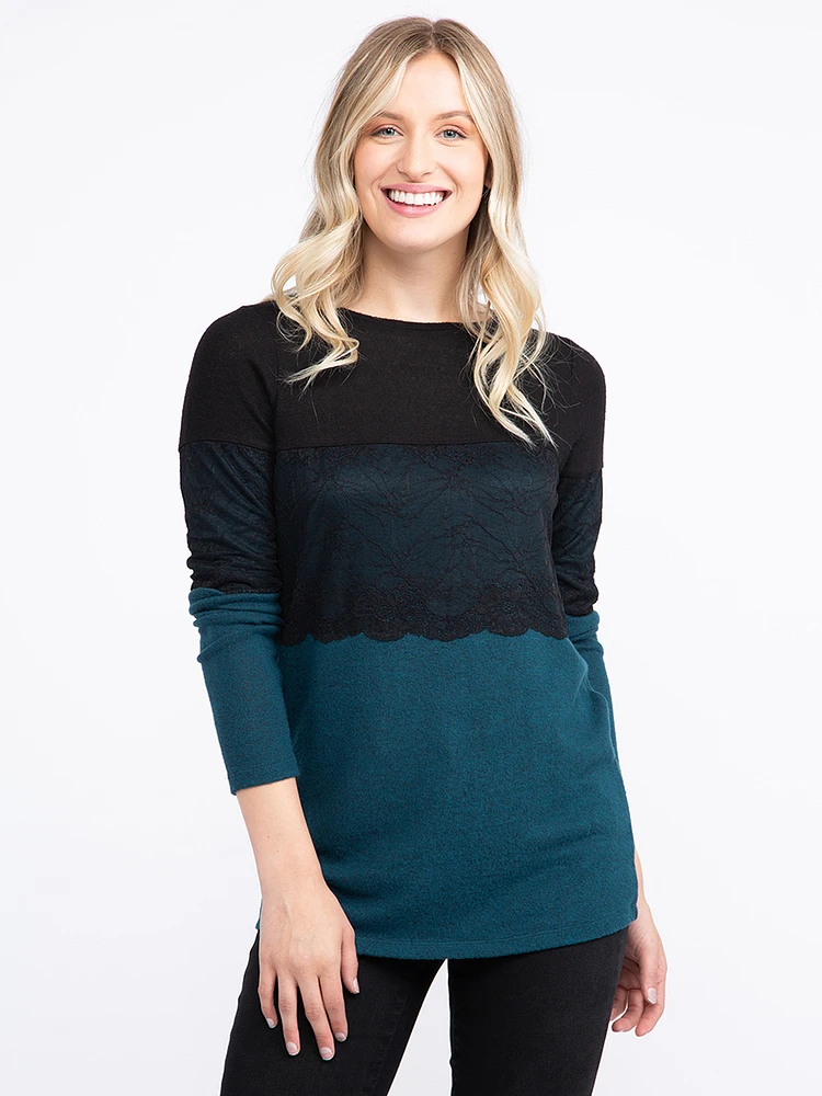 Women's Colour Block Lace Tunic