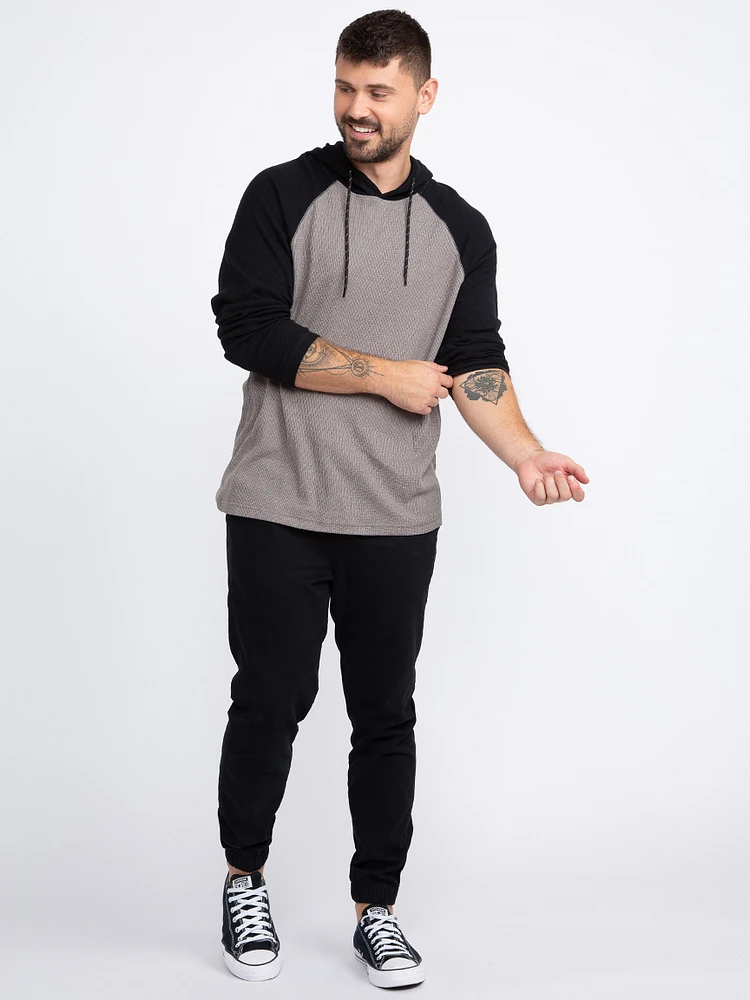 Men's Hooded Waffle Henley Shirt