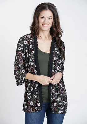 Women's Floral Ribbed Cardigan