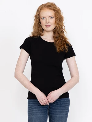 Women's Ribbed Crew Neck Tee