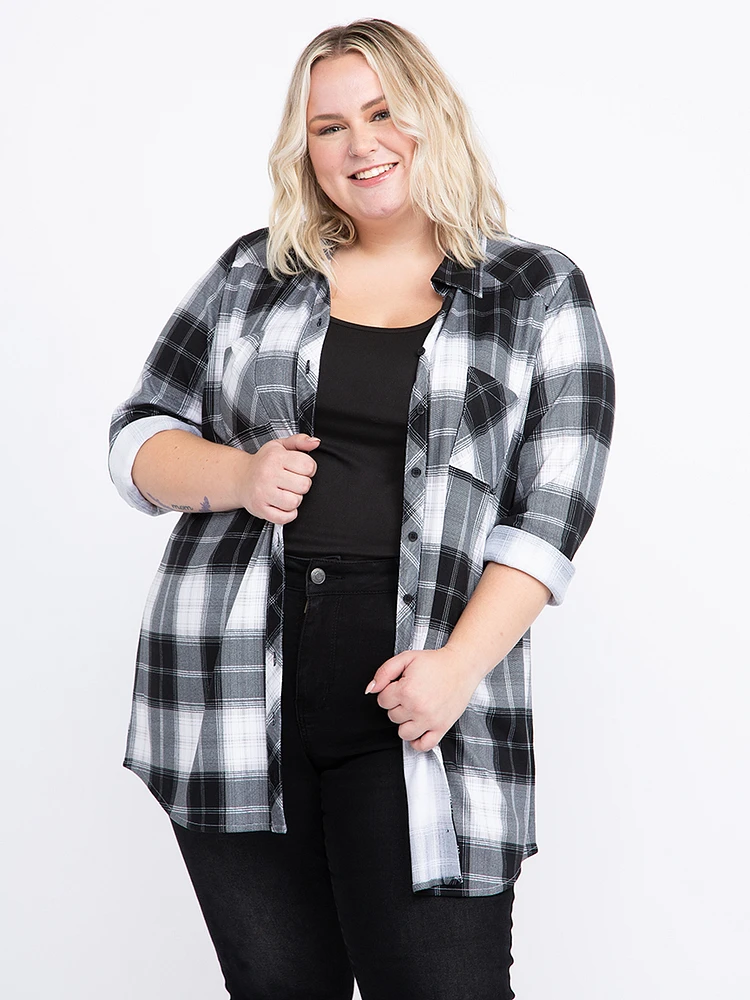 Women's Knit Plaid Tunic