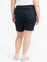 Women's Plus Dark Rinse Washed Bermuda Short