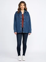 Women's Medium Wash Oversized Denim Sha