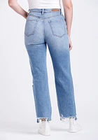 Women's Super High Rise Heavy Distress Dad Jeans