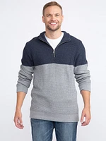 Men's Quarter Zip Colour Block Sweater