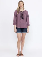 Women's Printed Peasant Top