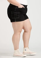 Women's Plus Stretch Twill Cargo Black Shortie