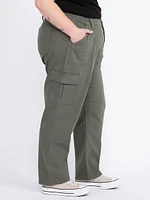 Women's Plus Stretch Canvas Elastic Waist Cargo Pants