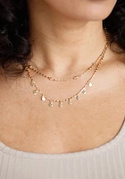 Women's Mini Disc Double Chain Necklace