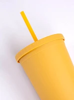 24oz Rubber Coated Mustard Tumbler