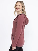 Women's Floral Trim Zip Hoodie