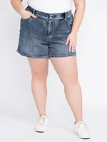 Women's Plus 2 Button Flap Pocket Denim Shortie