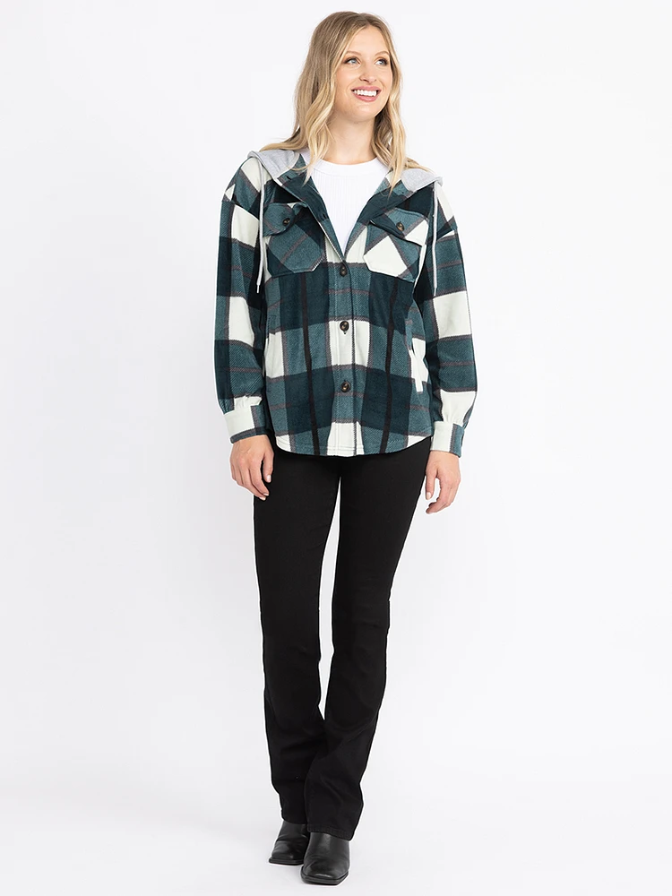 Womens Polar Fleece Plaid Shirt