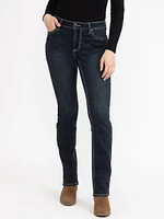 Women's Dark Wash Flap Pocket Straight Jeans