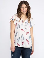 Women's Tie Neck Peasant Top