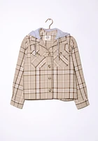 Women's Crop Plaid Hoodie