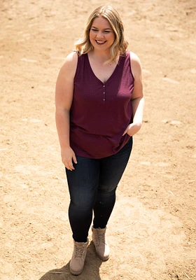 Women's Ribbed Henley Tank